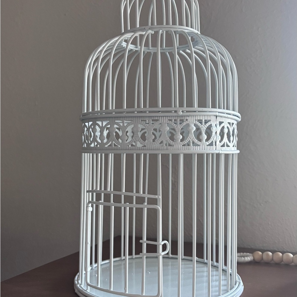 Elegant White Metal Birdcage